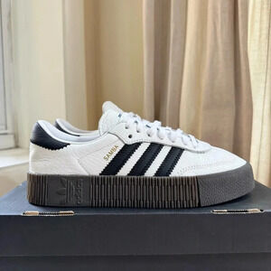 New Adidas Sambarose Sneaker Shoes Platform Women's in Black White Gum